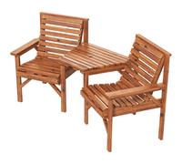 Outsunny Set bistro 3 pièces en bois - mobilier de jardin résistant aux intempéries, design à lattes, trou pour parasol, carbonisé