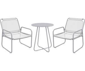 Outsunny Set Bistro 3pcs, Set de meubles de balcon incl. 1 table, 2 chaises, Set de meubles de jardin, salon de jardin pour jardin, terrasse, Mesh, Gris clair