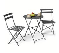 Outsunny Set bistrot extérieur, mobilier de jardin pliable avec table et 2 chaises, noir.