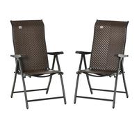 Outsunny Set de 2 Chaises de Jardin Pliantes en Rotin PE, Dossier 7 Positions, 71x58x111cm