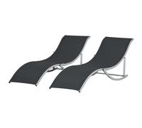 Outsunny Set de 2 Transats de Jardin Pliants en Aluminium et Textilène, 61x165x63 cm, Noir