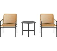 Outsunny Set de bistrot en rotin 3 pièces, salon, ensemble de jardin avec 2 fauteuils de jardin