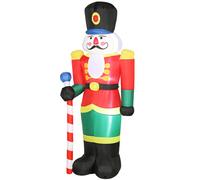 Outsunny Soldat casse-noisette gonflable de Noël 245 CM avec lumières LED et sceptre, intérieur et extérieur, multicolore