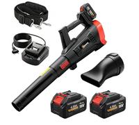 Outsunny Souffleur à batterie 18 V, souffleur de feuilles avec 2 batteries 4 Ah, moteur brushless 600 W, 3 niveaux de vitesse 149 km/h, Turbo Boost, 2 tuyaux, chargeur, pour jardin, feuilles, neige