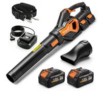 Souffleur de feuilles - Outsunny - sans fil avec moteur brushless 900W batterie 36v (2x4,0Ah) puissant 15,2 m³/min - orange et noir