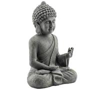 Outsunny Statue de Jardin Sculpture de Bouddha Assis Extérieur Gris Foncé | Oxyde de Magnésium, Décoration Spirituelle, pour Intérieur, Jardin, Patio, Cour