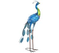 Outsunny Statue de paon de jardin décoration jardin extérieure en métal résister aux éléments 40 x 43 x 83 cm multicolore