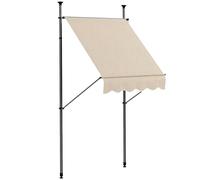 Outsunny Store banne autoportant Manuel auvent rétractable 1,5L x 1,2l x 2,1-3H m Inclinaison réglable pour Balcon sans Trous à percer métal alu Polyester Sable