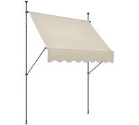 Outsunny Store banne autoportant Manuel auvent rétractable 2L x 1,2l x 2,1-3H m Inclinaison réglable pour Balcon sans Trous à percer métal alu Polyester Sable