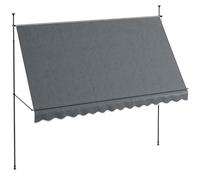 Outsunny Store banne autoportant Manuel auvent rétractable 3,5L x 1,2l x 2,1-3H m Inclinaison réglable pour Balcon sans Trous à percer métal alu Polyester Gris foncé