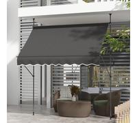 Outsunny Store banne autoportant manuel auvent rétractable 3,5L x 1,2l x 2,1-3H m inclinaison réglable pour balcon sans trous à percer métal alu polyester gris foncé Descriptions Longues:Cet ingénieux