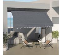 Outsunny Store banne autoportant manuel auvent rétractable 3,5L x 1,2l x 2,1-3H m inclinaison réglable pour balcon sans trous à percer métal alu polyester gris foncé Descriptions Longues:Cet ingénieux