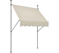 Outsunny Store banne autoportant manuel auvent ršŠtractable 2L x 1,2l x 2,1-3H m inclinaison ršŠglable pour balcon sans trous š€ percer mšŠtal alu polyester sable