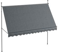 Outsunny Store banne autoportant manuel auvent ršŠtractable 3,5L x 1,2l x 2,1-3H m inclinaison ršŠglable pour balcon sans trous š€ percer mšŠtal alu polyester gris foncšŠ