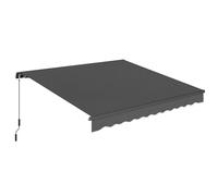 Outsunny Store Banne Manuel 3,5x3m Auvent Rétractable Gris Foncé