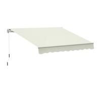 Outsunny Store banne manuel rétractable 295 x 245 cm store exterieur terrasse avec manivelle, angle réglable 45°-85°, aluminium et polyester 280 g/m², auvent de terrasse, balcon, cour, crème