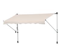 Outsunny Store banne Manuel rétractable 4L x 1,2l m Auvent Téléscopique sans Perçage Inclinaison et Hauteur réglable Installation Rapide métal alu Polyester Anti-UV Kaki
