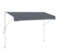 Outsunny Store banne Manuel rétractable 4L x 1,2l m Auvent Téléscopique sans Perçage Inclinaison et Hauteur réglable Anti-UV Gris foncé