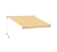 Store banne manuel rétractable aluminium polyester imperméabilisé 3L x 2,5l m orange blanc rayé