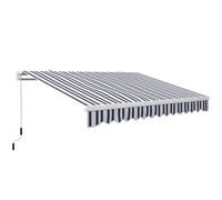 Outsunny Store Banne Manuel Rétractable Manivelle 395 x 245 cm Bleu Blanc