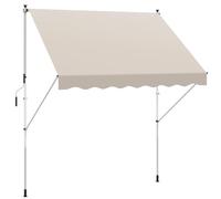 Outsunny Store Banne Manuel Rétractable sans Perçage 3L x 1,5l m Beige | Auvent Téléscopique, Inclinaison et Hauteur Réglable, Installation Rapide, Métal Alu, Polyester Anti-UV