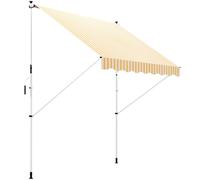 Outsunny Store banne Manuel rétractable 3L x 1,5l m Auvent Téléscopique sans Perçage Inclinaison et Hauteur réglable Installation Rapide métal alu Polyester Anti-UV orange blanc rayé