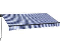 Outsunny Store banne manuel ršŠtractable 3 x 2,5 m store pour balcon inclinaison ršŠglable manivelle cadre en aluminium polyester Anti-UV bleu et blanc