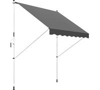 Store banne manuel - Outsunny - rétractable 3x1,5m télescopique sans perçage anti-UV - métal - gris