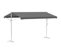 Outsunny Store Double Pente 4 x 3 m Manuel rétractable Inclinaison réglable métal époxy Blanc Polyester imperméabilisé Anti-UV Gris