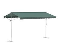 Outsunny Store Double Pente Manuel Rétractable Inclinaison Réglable Métal Polyester imperméabilisé 3,95 x 2,94 x 2,5 m Vert Foncé aosom france