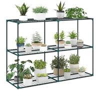 Outsunny Support de plantes à 3 niveaux, 100 cm de haut, avec étagères, en acier, pour décoration de jardin, balcon, vert foncé