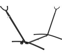 Outsunny Support Pied de hamac Structure Robuste mšŠtal šŠpoxy Hauteur ršŠglable 6 Niveaux Noir dim. 290L x 120l x 115H cm