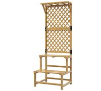 Outsunny Support plantes intérieur porte plante intérieure à deux niveaux avec treillis 60 x 50 x 166 cm en bois massif jaune