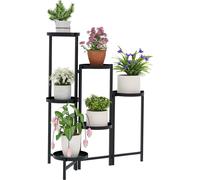Outsunny Support pour plantes 6 niveaux, étagère plante, ajustable et pliable, en métal, design sans vis, porte plantes d'intérieur pour plusieurs plantes, noir
