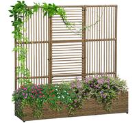 Outsunny Support pour plantes avec treillis avec panier inférieur en résine tressée P et acier dim. 103L x 29l x 103H cm sable Aosom France