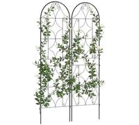 Outsunny Support pour plantes grimpantes avec motif irršŠgulier, lot de 2, treillis de jardin, pour lšŠgumes, vignes, fleurs, en mšŠtal, 50 x 180 cm, noir