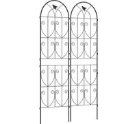 Outsunny Support pour plantes grimpantes avec oiseaux, lot de 2, treillis de jardin, pour légumes, vignes, fleurs, en métal, 50 x 180 cm, noir