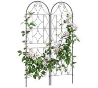 Outsunny Support pour plantes grimpantes avec motif irršŠgulier, lot de 2, treillis de jardin, pour lšŠgumes, vignes, fleurs, en mšŠtal, 50 x 150 cm, noir