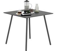 Outsunny Table à manger de jardin pour 4 personnes, table de jardin avec plateau à lattes rectangulaire en acier anti-rouille, pour patio, terrasse, balcon, 80 x 80 x 74 cm, gris