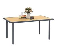 Outsunny Table de jardin 6 personnes, acier anti-rouille, plateau effet bois 150 x 90 x 72 cm