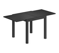 Outsunny Table à Manger Extensible pour 4 à 6 Personnes, 80-160 cm, Table d'Extérieur en Aluminium avec Plateau à Lattes Effet Bois, Noir