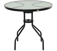 Outsunny Table Ronde Bistro de Jardin dim. ? 80 x 72H cm Espace Installation Parasol Acier šŠpoxy Noir Plateau Verre trempšŠ