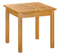Outsunny Table Basse de Jardin Carrée en Bois d'acacia Massif, avec Plateau à Lattes, Pieds Réglables, 48x48x46cm, Naturel