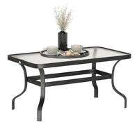 Outsunny Table Basse de Jardin Extérieur 95 x 55 x 46 cm Noir | Table d'Appoint Patio, Rectangulaire, Plateau en Verre Trempé, Design à Ondulations, pour Extérieur, Terrasse, Balcon