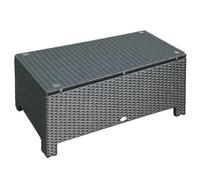 Outsunny Table Basse de Jardin Max. 50kg, Rotin Tressé, 85x50x39cm Noir | Plateau Verre Trempé 5 mm