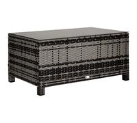 Outsunny Table basse de jardin Plateau verre trempé 5 mm rotin tressé 85x50x39 cm max 70 kg gris