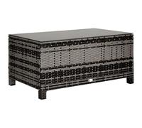 Outsunny Table Basse de Jardin Plateau Verre trempšŠ 5 mm rotin tressšŠ 85 x 50 x 39cm Max. 70 kg gris