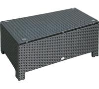 Outsunny Table Basse de Jardin Plateau Verre trempšŠ 5 mm rotin tressšŠ 85 x 50 x 39cm Max. 50 kg Noir