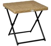 Outsunny Table basse table de jardin table pliante style cosy chic dim. 40L x 40l x 40H cm métal époxy résine tressée bois naturel Aosom France