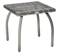 Outsunny Table basse de jardin résine tressée table carré extérieur châssis métal 45 x 45 x 44 cm gris